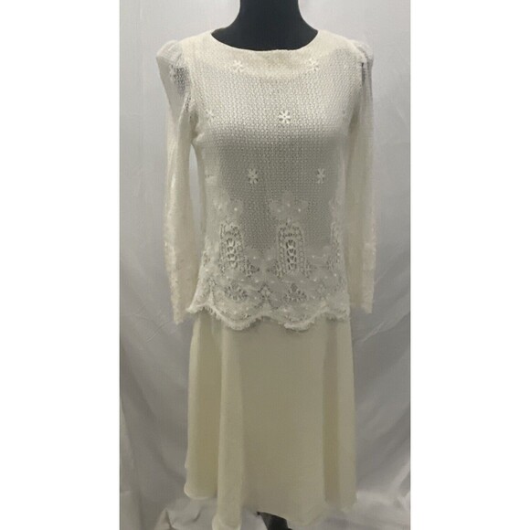 Vintage 70’s Prairie Boho cottage core dress crocher knit - Picture 1 of 12